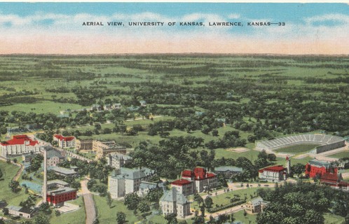 Vintage Unused Postcard: (q): Linen: Kansas: University of Kansas, Lawrence