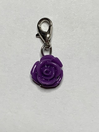 ❣ROSE DANGLE FLOWER CHARM~DARK PURPLE #2~WITH LOBSTER CLASP~FREE SHIPPING❣