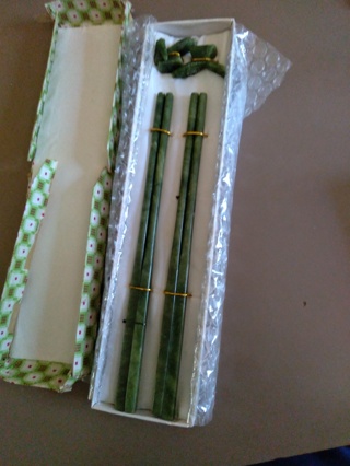2 Pair Real Jade Chop Sticks