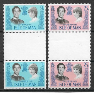 1981 Isle of Man Sc198-9 Royal Wedding MNH gutter pairs C/S of 2