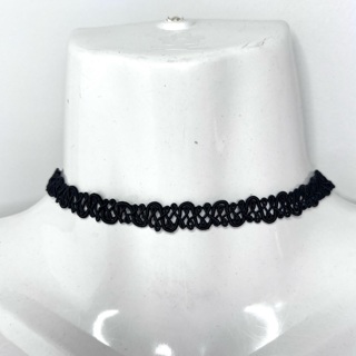 Black Curved Cord Choker Necklace 