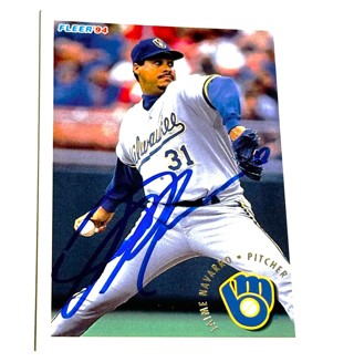 Autographed 1994 Fleer - #185 Jaime Navarro Milwaukee Brewers