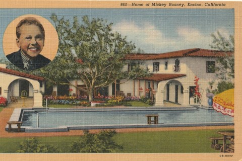 Vintage Unused Postcard: s: Home of Mickey Rooney, Encino, CA