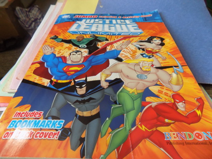 Justice League Coloring book includes bookmarks on the back cover