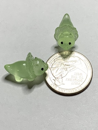 MINI DINOSAURS~#1~GREEN~SET 2-GLOW IN THE DARK~FREE SHIPPING!