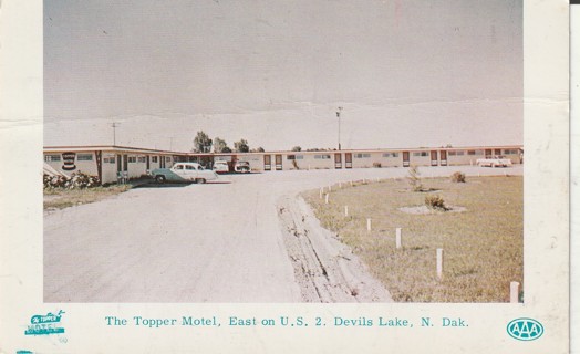 Vintage Used Postcard: C: Topper Motel, Devils Lake, ND