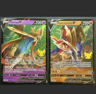 NM Ultra Rare Zacian and Zamazenta V Pokemon card TCG SWSH