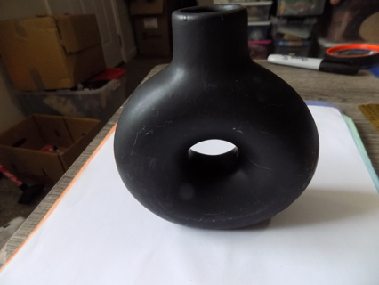 5 inch black ceramic donut vase