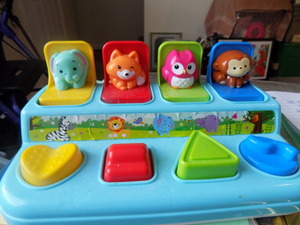 Baby toy pop up peek a boo shape knob toy elephant,fox,owl,monkey