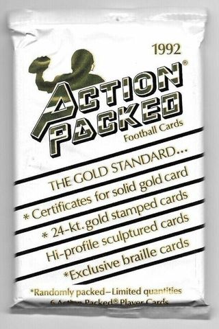 1992 HI-PRO ACTION PACKED FOOTBALL CARDS PACK OF 6, GOLD STANDARD, NEW SEALED