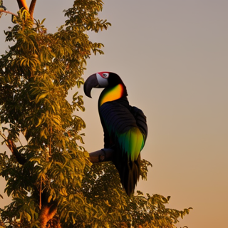 Listia Digital Collectible: Black & yellow Tucan bird in tree