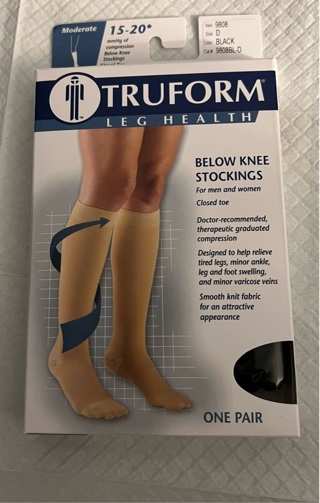 New:TruForm XL Blk Therapeutic Compression Stockings.Relives Tired Legs, Swelling.Comfort Toes