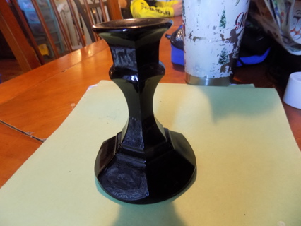 Vintage black glass 4 inch taper candle holder