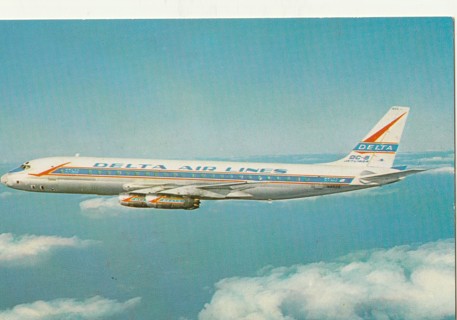 Vintage Unused Postcard: e: Delta Airlines DC-8