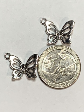 BUTTERFLY CHARMS~#5~SILVER~SET OF 2 CHARMS~SET 3~FREE SHIPPING!