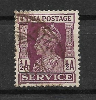 1943 India ScO106A ½a King George VI Official used