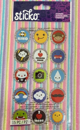 Kawaii bottle cap sticker sheet 