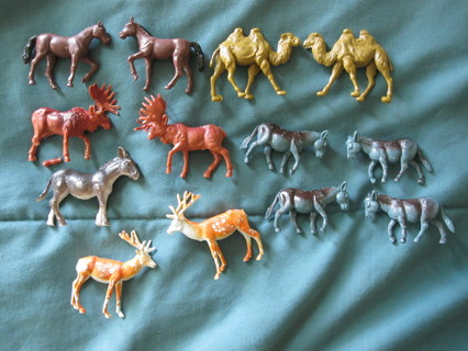 cool vintage Toy Lot: Camels, Horses, Donkeys, Elk, Mule, Deer