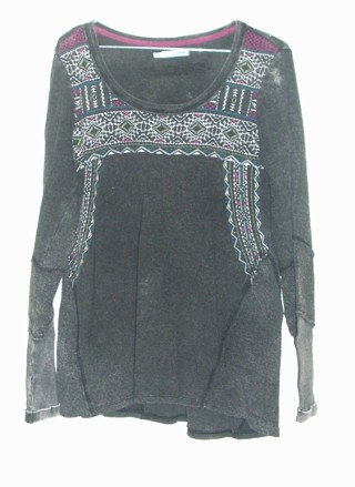 (L) Acid Wash Long-Sleeved Top