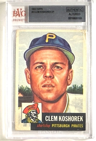 1953 TOPPS #8 CLEM KOSHOREK BVG AUTHENTIC ALTERED GRADED CARD FREE SHIPPING