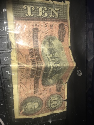 Ten dollar confederate bill authentic signed 