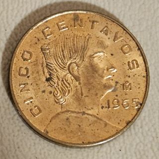 1965 Mexico 5 Centavos Coin