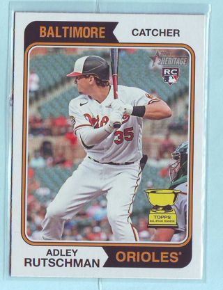 2023 Topps Heritage Adley Rutschman ROOKIE Baseball Card # 7 Orioles