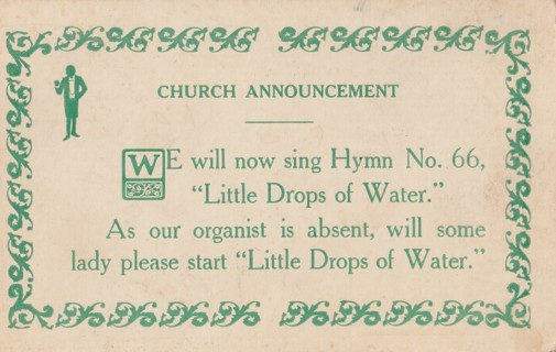 Vintage Unused Postcard: y: Pre Linen: Church Announcement