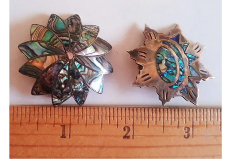 2 Vintage Abalone Brooches/Pins