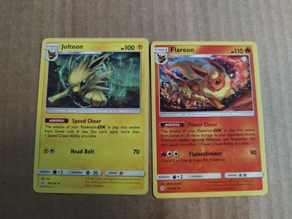 Pokemon Cosmic Eclipse Flareon and Jolteon Cards