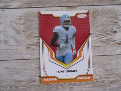 Tony Grimes CB Sage football trading card # 33