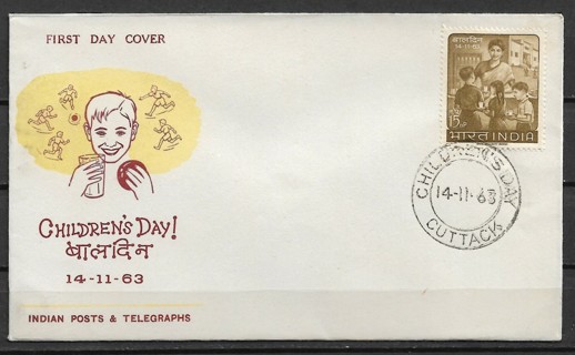 1963 India Sc378 Children Day FDC