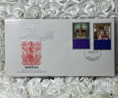 QUEEN’S SILVER JUBILEE EVENT COVER W/ IINFO CARD BERMUDA