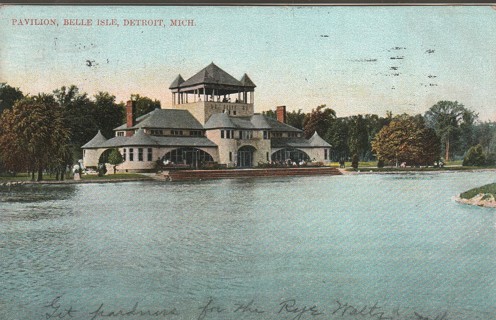 Vintage Used Postcard: 1907 Pavilion, Belle Isle, Detroit, MI