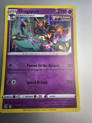 Pokemon Dragapult holo rare card 130/264