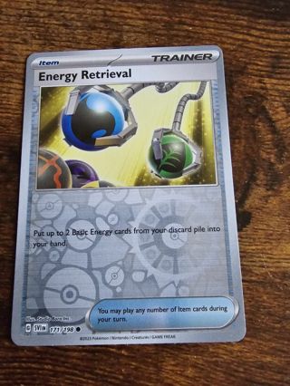 Pokemon Energy Retrival reverse holo rare card 177/198