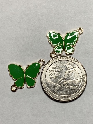 BUTTERFLY CHARMS~#4~GREEN~SET OF 2~FREE SHIPPING!