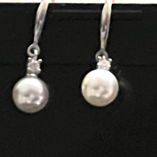 Brand New: Silver Pearl Dangle Earrings! Pretty! Extra Earring Backs Included 