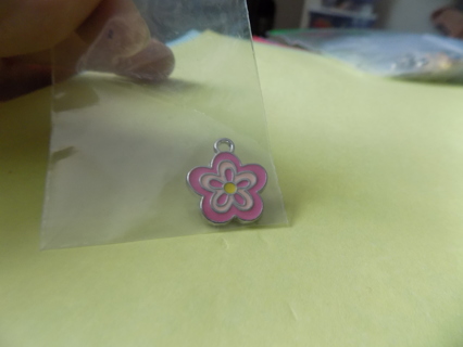 enamel two shades of pink 5 petal flower charm