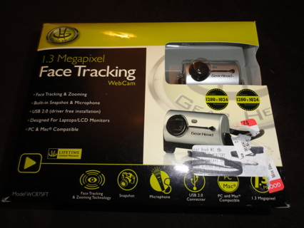 Gear Head 1.3 MegaPixel Face Tracking Webcam WC875FT Unused in Retail Box