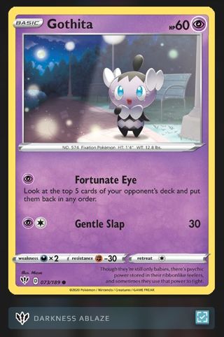 2020 Pokémon "Gothita" #073/189 Card