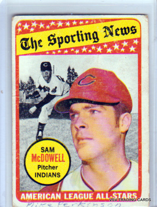Sam McDowell, 1969 Topps All-Star Baseball Card #435, Cleveland Indians