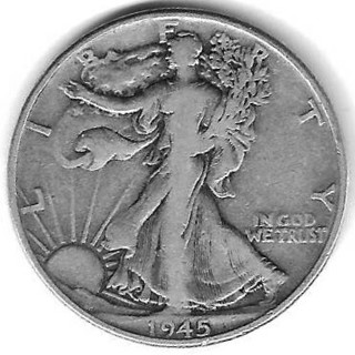 1945 Walking Liberty Half Dollar 90% Silver U.S. 50 Cent Coin