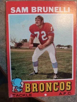 1971 T.C.G SAM BRUNELLI DENVER BRONCOS FOOTBALL CARD# 185