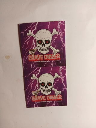 2 Glow in the dark Grave Digger Stickers