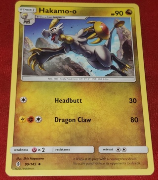 ⚡ Pokemon Card Hakamo-o 99/145⚡90 HP Uncommon Guardians Rising