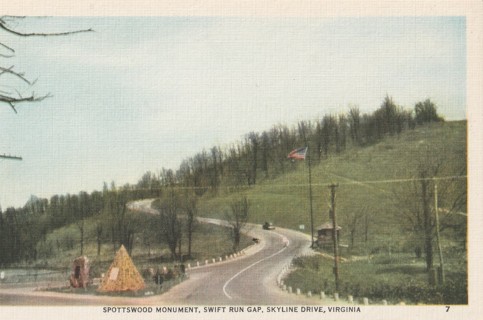 Vintage Unused Postcard: f: Spottswood Monument, Swift Run Gap, VA