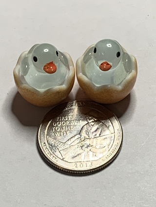 EGG SHELL DUCKS~#4~BLUE~SET OF 2~GLOW IN THE DARK~FREE SHIPPING!