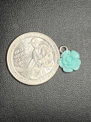 ROSE CHARM~#38~TEAL~1 CHARM ONLY~FREE SHIPPING!