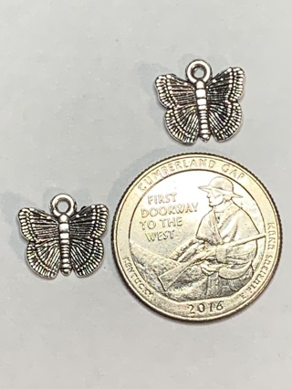 BUTTERFLY CHARMS~#27~SILVER~SET OF 2 CHARMS~SET 3~FREE SHIPPING!